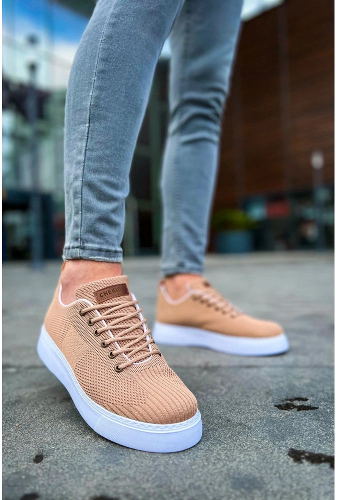 Shoecide Sho413 Bağcıklı Yüksek Taban Tbt Crew Erkek Ayakkabı Taba