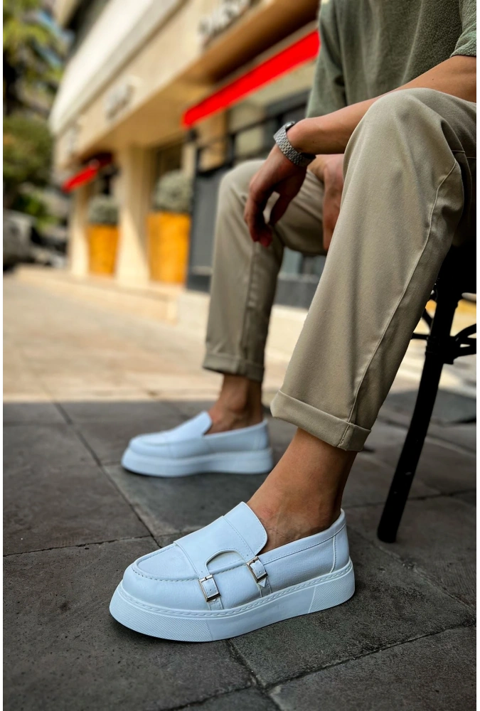 Shoecide Sho417 Bağcıklı Yüksek Taban Cbt Mancini Erkek Ayakkabı Beyaz