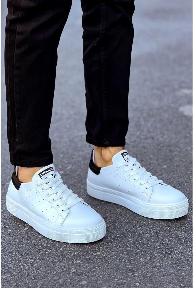 Shoecide Sho983 Bağcıklı Rahat Taban Cbt Tennis Erkek Ayakkabı Beyaz/sıyah
