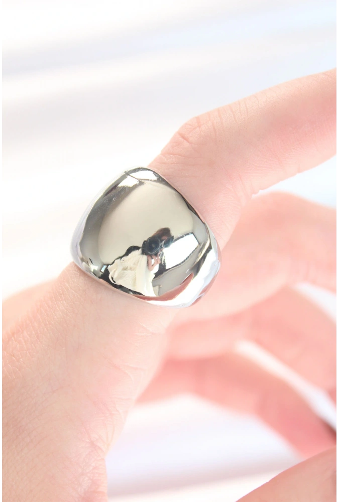 Shoecide Silver Renk Ayarlanabilir Bombeli Ayna Yüzük