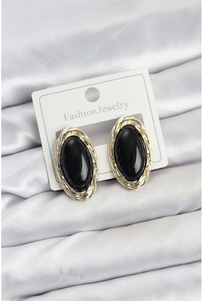 Shoecide Siyah Badem Model Vintage Kadın Küpe