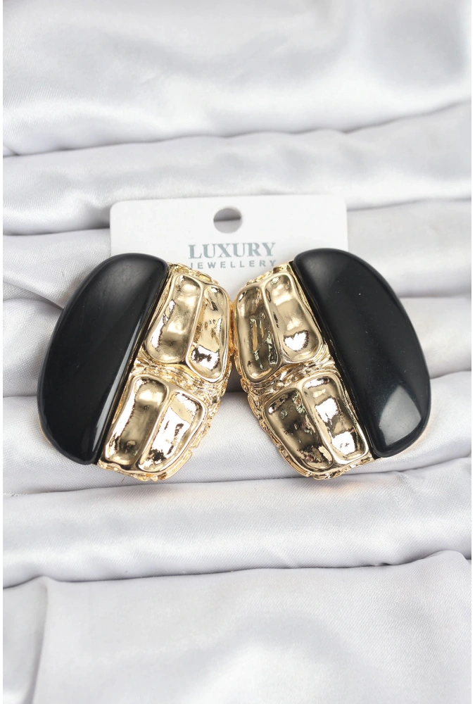 Shoecide Siyah Renk Pirinç Vintage Kadın Küpe