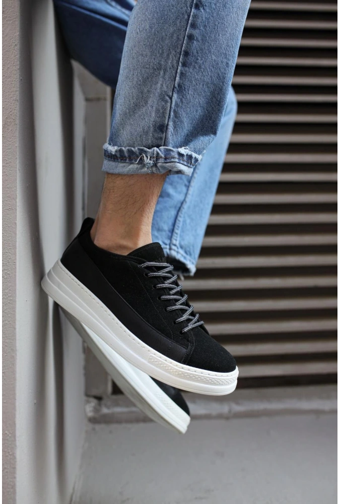Shoecide Sneakers Ayakkabı 010 Siyah Süet (beyaz Taban)