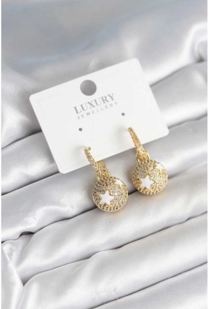 Shoecide Top Yıldız Model Zirkon Taşlı Kadın Küpe