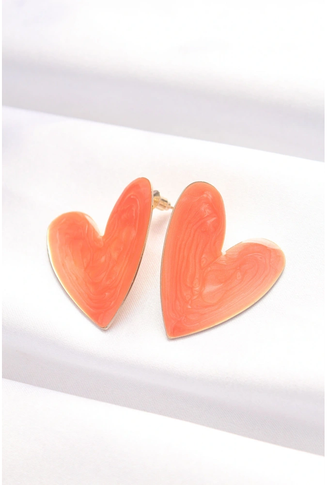 Shoecide Turuncu Renk Mineli Kalp Küpe