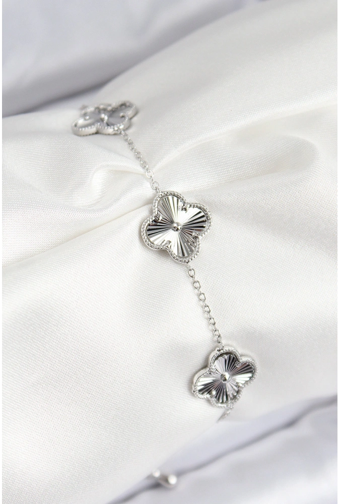 Shoecide Vıp Pirinç Yonca Model Gümüş Renk Kadın Bileklik