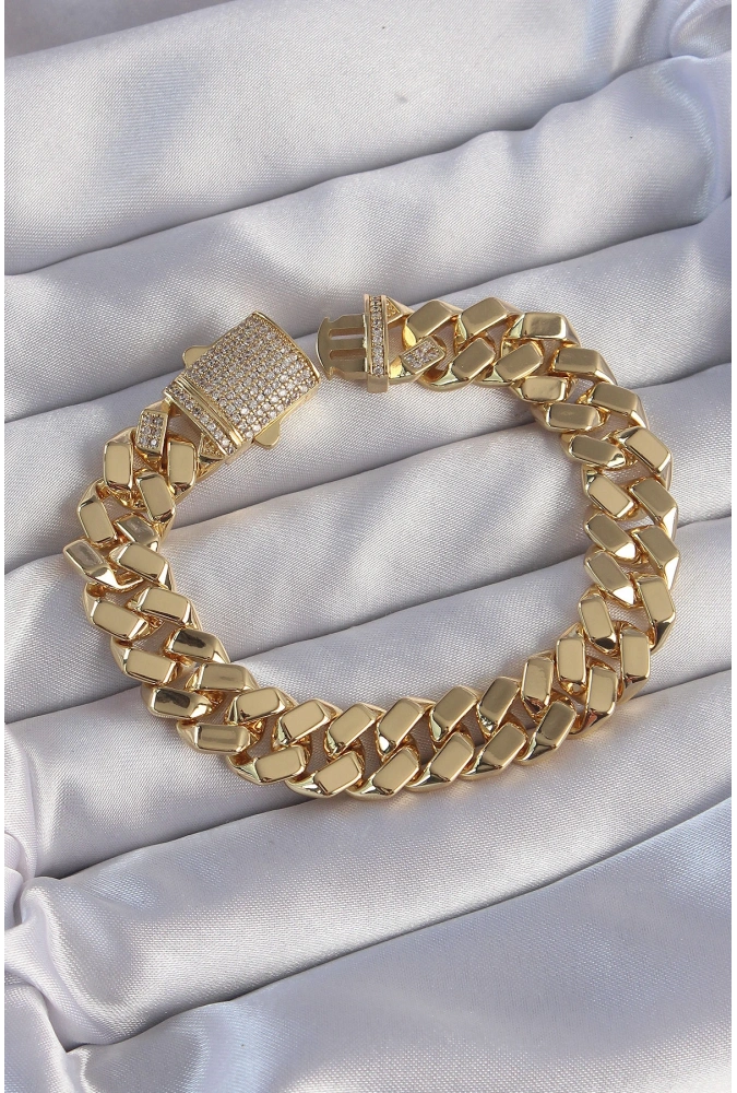 Shoecide Vip Seri Gurmet Zirkon Taşlı Gold Renk Bileklik