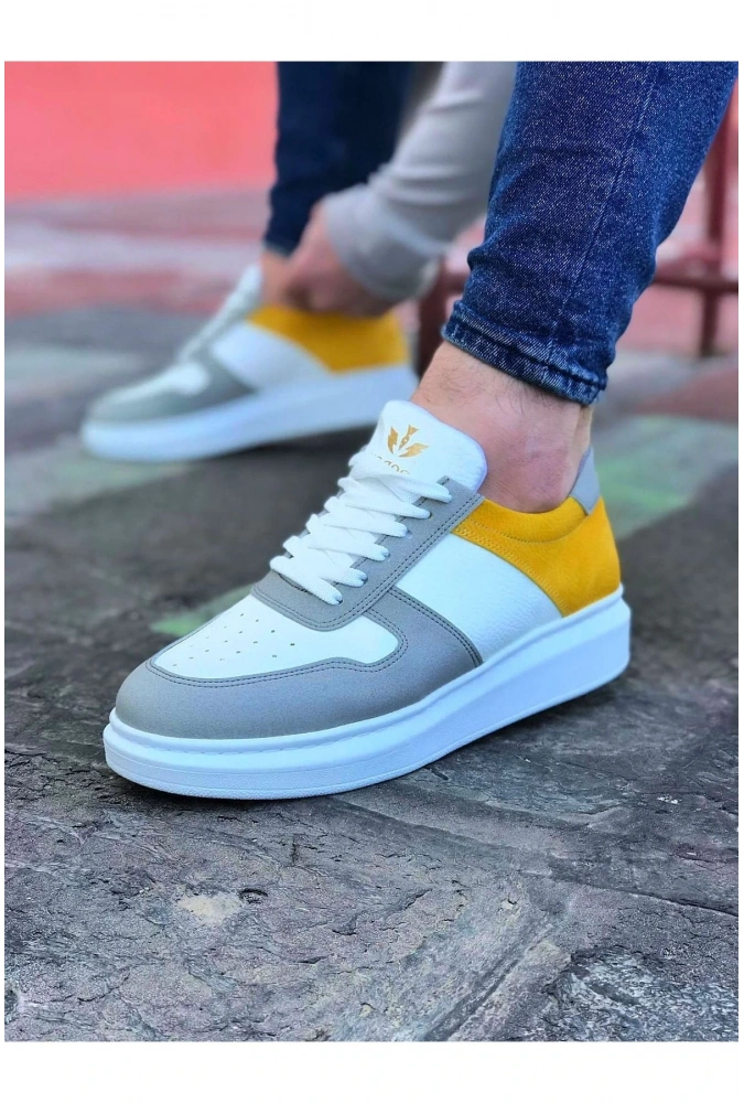 Shoecide Wg011 Beyaz Sarı Erkek Casual Ayakkabı