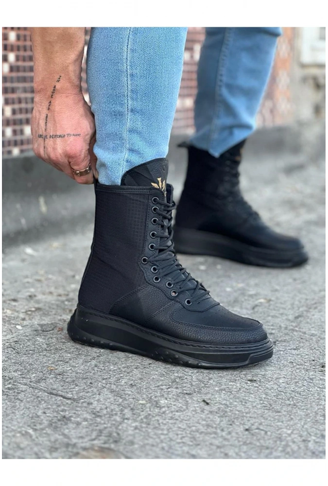 Shoecide Wg012 Kömür Cilt Uzun Bağcıklı  Bot