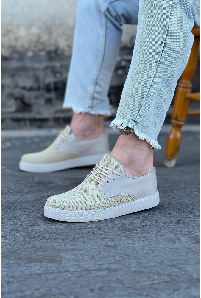Shoecide Wg016 Bej Triko Erkek Casual Ayakkabı