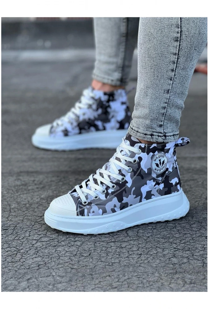 Shoecide Wg017 Beyaz Askeri Yarım Bilek Casual Ayakkabı