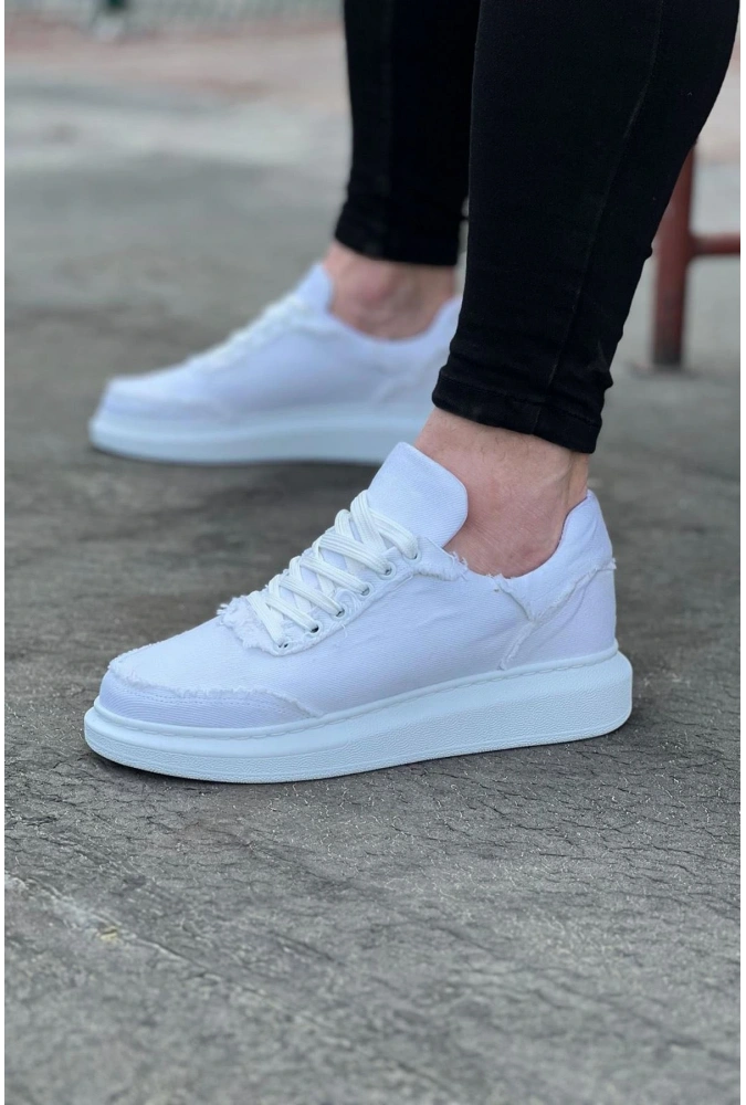 Shoecide Wg018 Beyaz Kot Kumaş Erkek Casual Ayakkabı