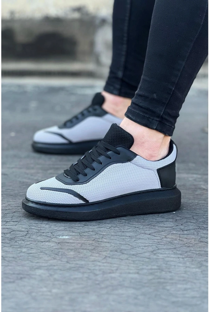 Shoecide Wg019 Gri Siyah Triko Erkek Casual Ayakkabı