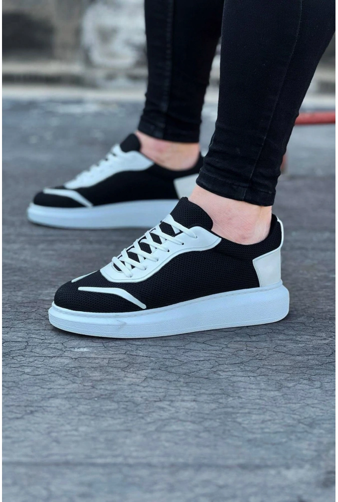 Shoecide Wg019 Siyah Beyaz Triko Erkek Casual Ayakkabı