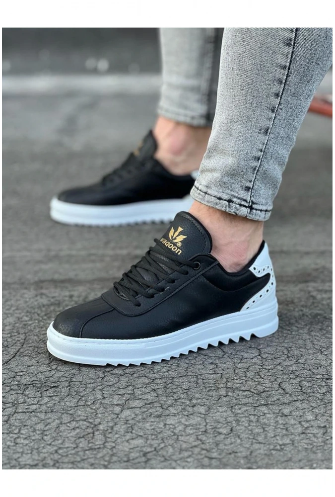 Shoecide Wg021 Siyah Beyaz Erkek Casual Ayakkabı