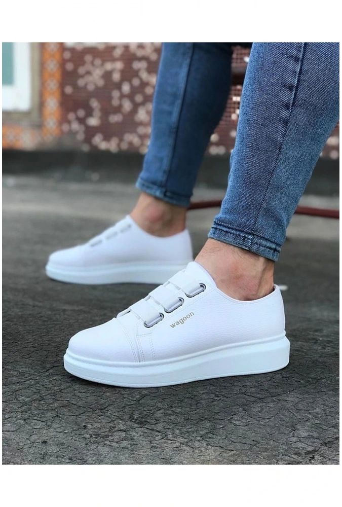 Shoecide Wg026 Beyaz Kalın Taban Casual Erkek Ayakkabı