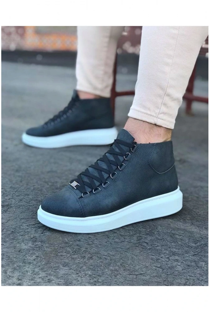 Shoecide Wg032 Gri Bağcıklı Sneakers  Yarım Bilek Bot