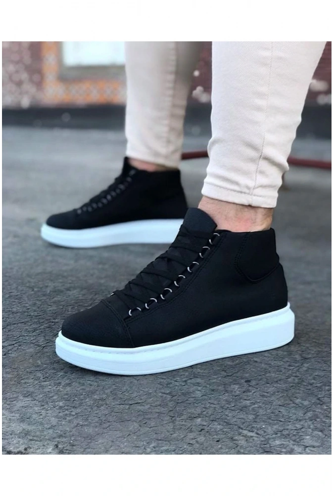 Shoecide Wg032 Siyah Bağcıklı Sneakers  Yarım Bilek Bot