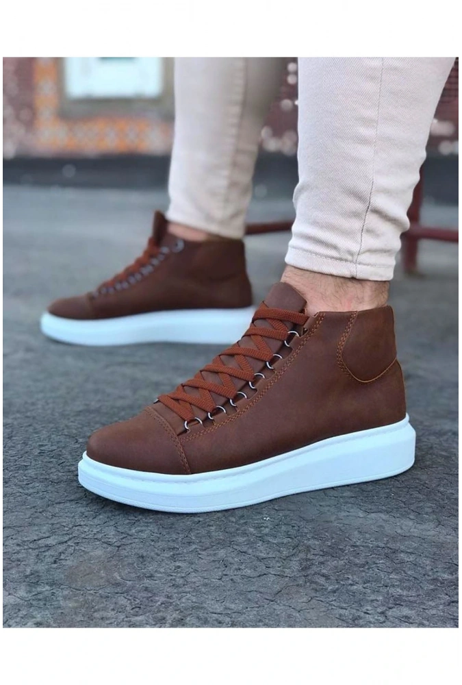 Shoecide Wg032 Taba Bağcıklı Sneakers  Yarım Bilek Bot