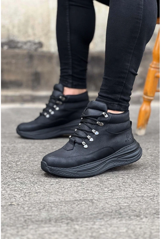 Shoecide Wg035 Kömür Cilt Yüksek Taban Yarım Bilek Bot