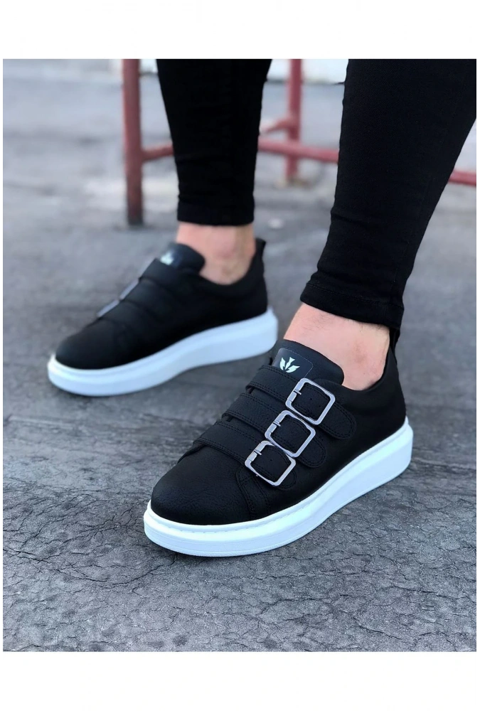 Shoecide Wg050 Siyah Tokalı Kalın Taban Erkek Ayakkabı