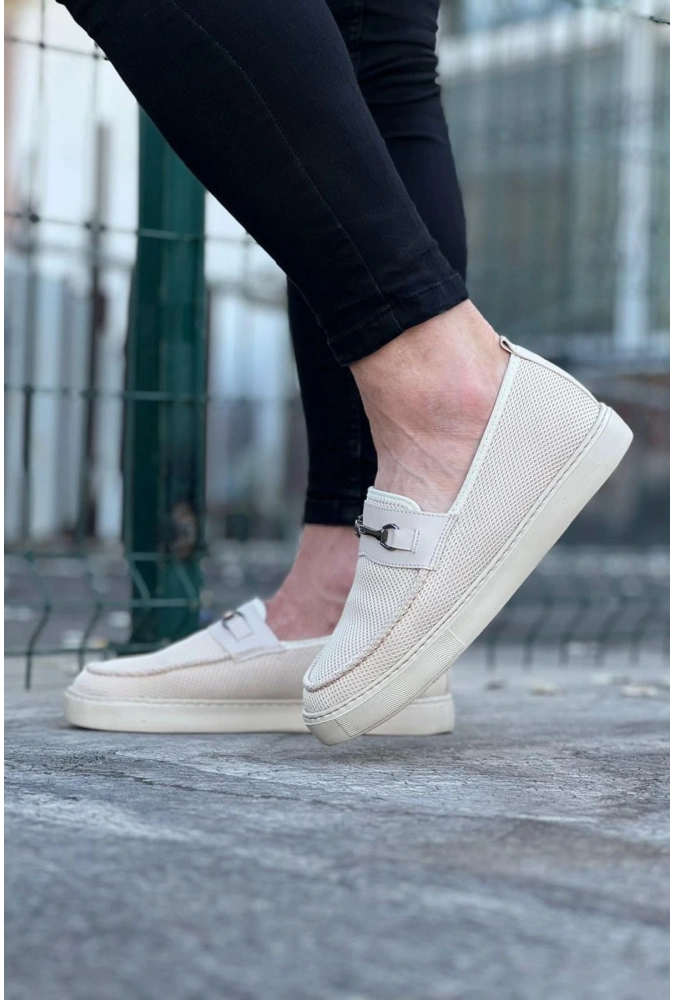 Shoecide Wg060 Bej Triko Babet Erkek Casual Ayakkabı