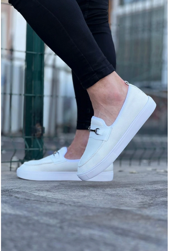 Shoecide Wg060 Beyaz Triko Babet Erkek Casual Ayakkabı