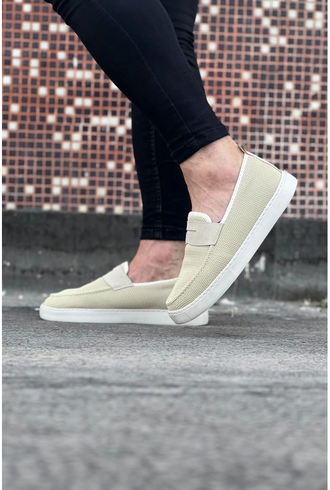 Shoecide Wg061 Bej Triko Babet Erkek Casual Ayakkabı