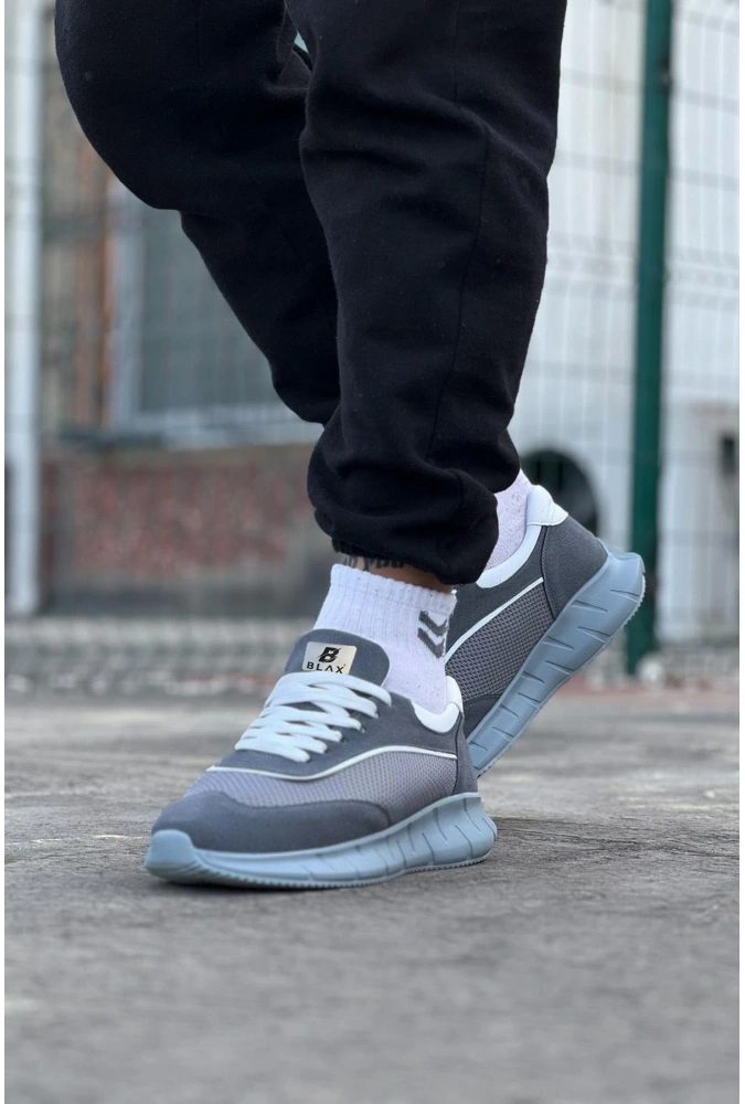 Shoecide Wg062 Gri Triko Erkek Spor Ayakkabı