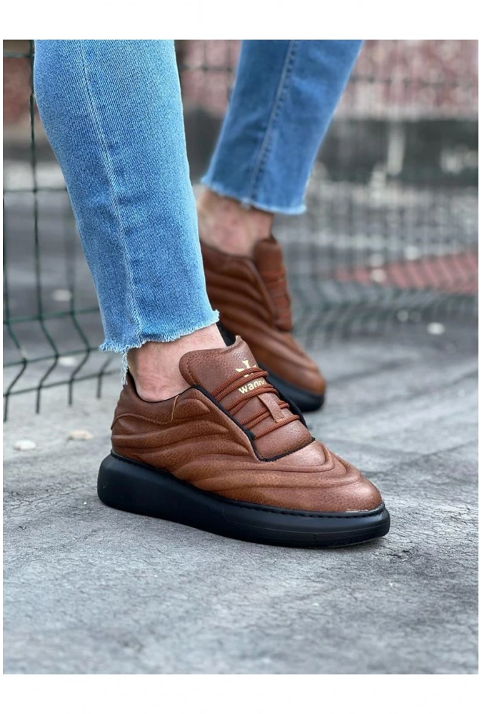 Shoecide Wg094 Taba Siyah Erkek Casual Ayakkabı