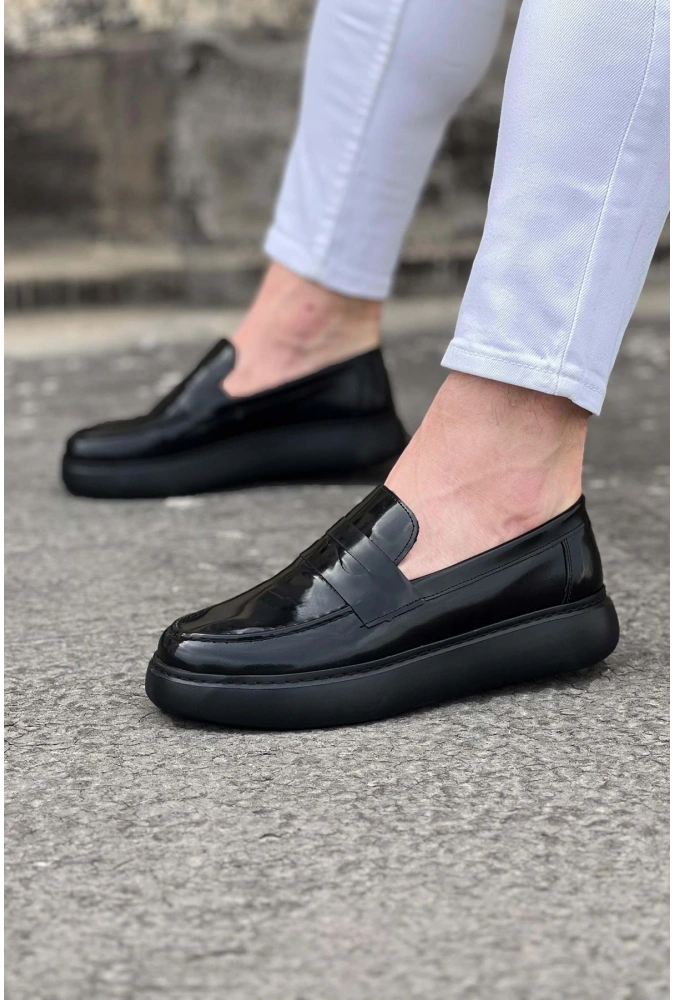 Shoecide Wg161 Kömür Rugan Erkek Casual Ayakkabı