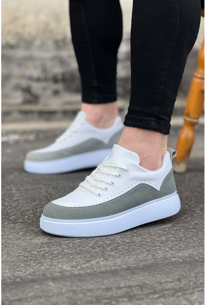 Shoecide Wg162 Beyaz Gri Ortopedik Taban Erkek Casual Ayakkabı
