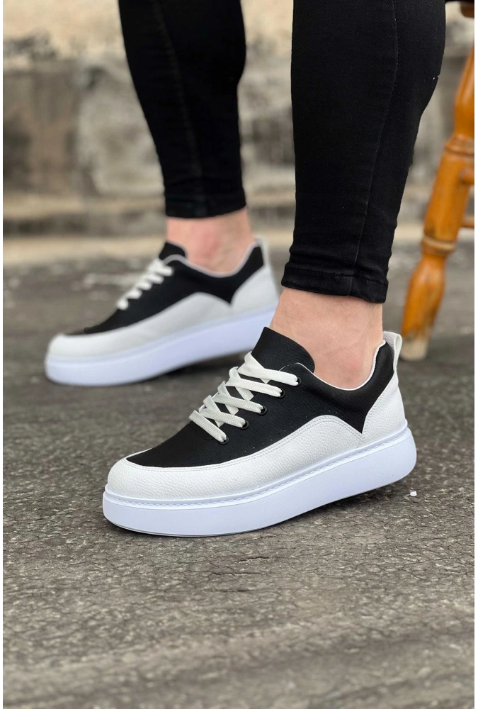 Shoecide Wg162 Beyaz Siyah Ortopedik Taban Erkek Casual Ayakkabı