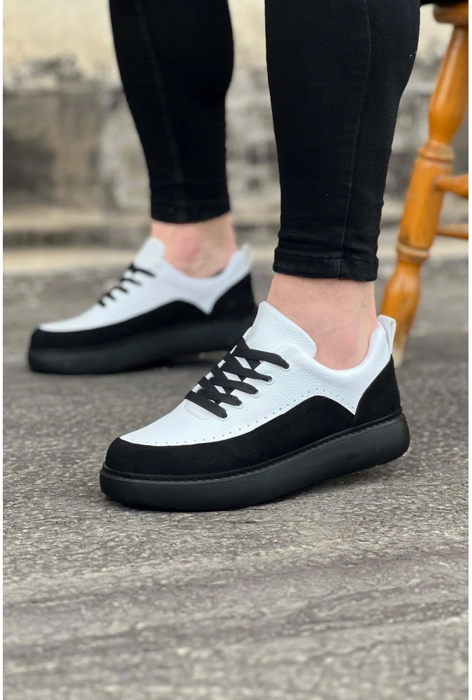 Shoecide Wg162 Kömür Beyaz Ortopedik Taban Erkek Casual Ayakkabı