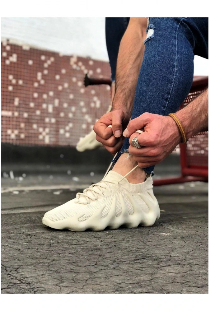 Shoecide Wg300 Bej Triko Sargı Taban Casual Erkek Ayakkabı
