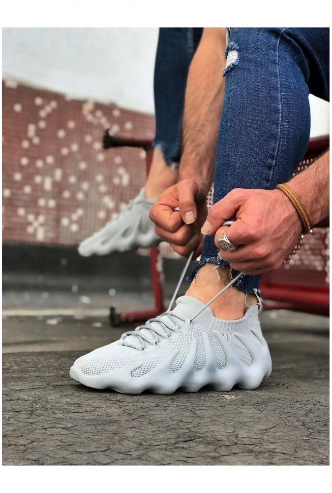 Shoecide Wg300 Gri Triko Sargı Taban Casual Erkek Ayakkabı