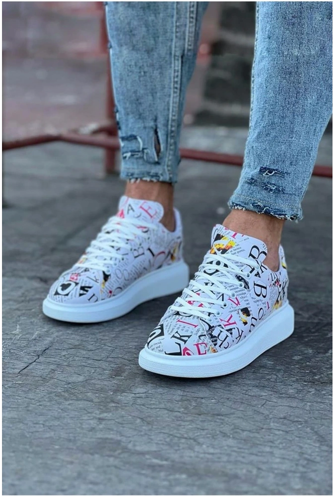 Shoecide Wg501 Dergi Desenli Boyalı Erkek Casual Ayakkabı