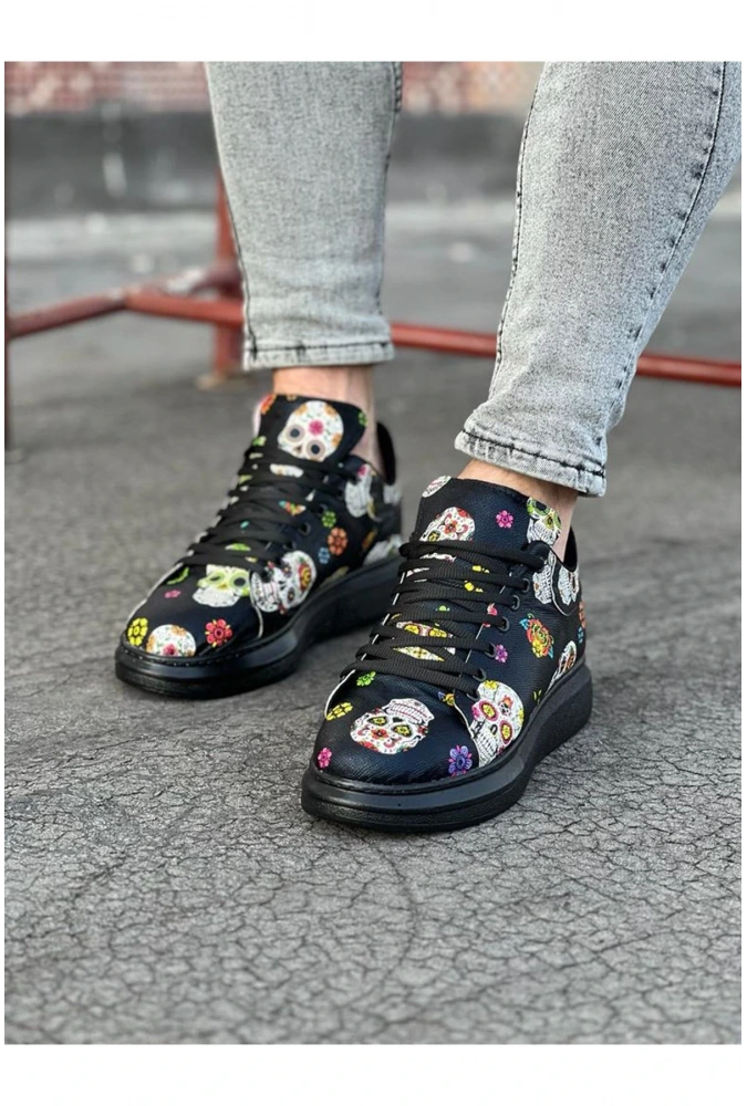 Shoecide Wg501 Siyah Desenli Kuru Kafa Boyalı Erkek Casual Ayakkabı