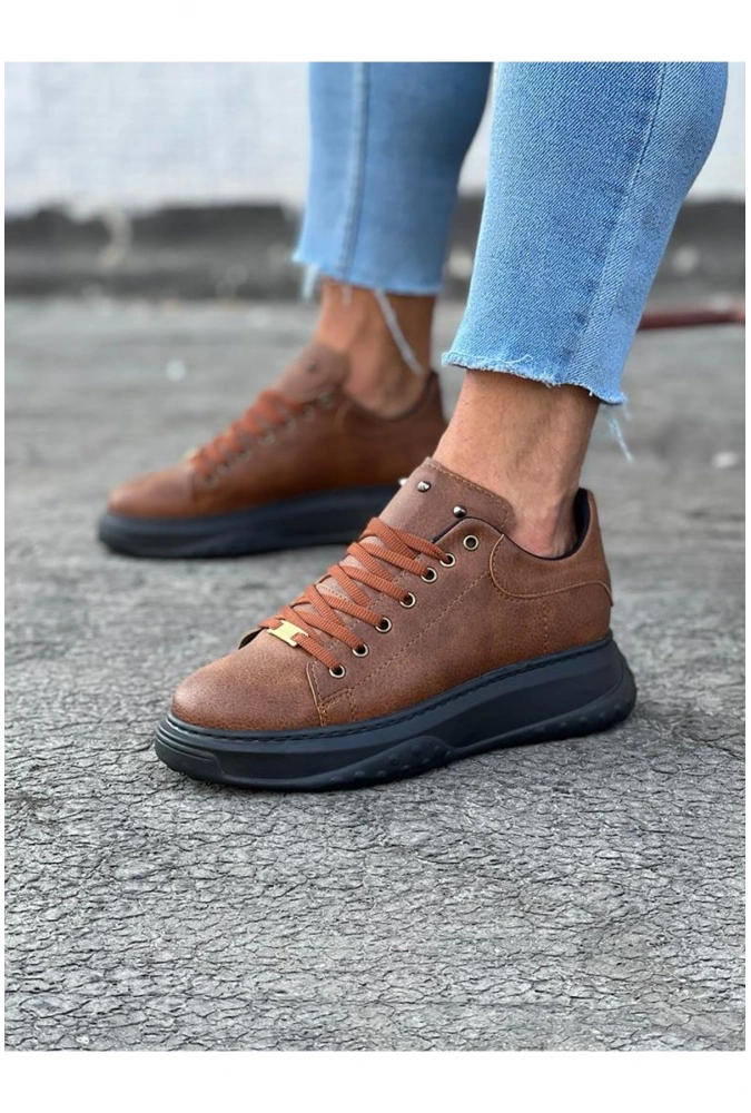 Shoecide Wg501 Taba Siyah Erkek Yüksek Taban Ayakkabı