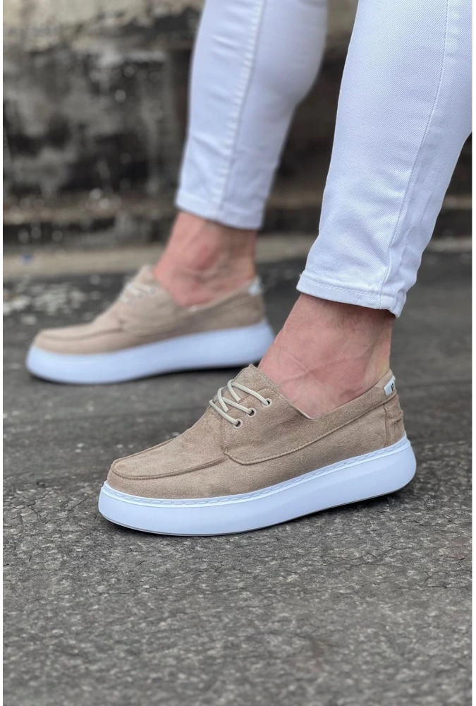 Shoecide Wg508 Bej Süet Ortopedik Taban Erkek Casual Ayakkabı