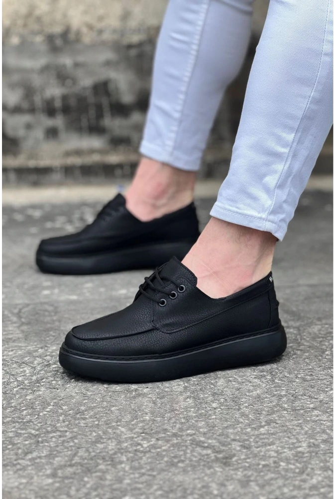 Shoecide Wg508 Kömür Cilt Ortopedik Taban Erkek Casual Ayakkabı