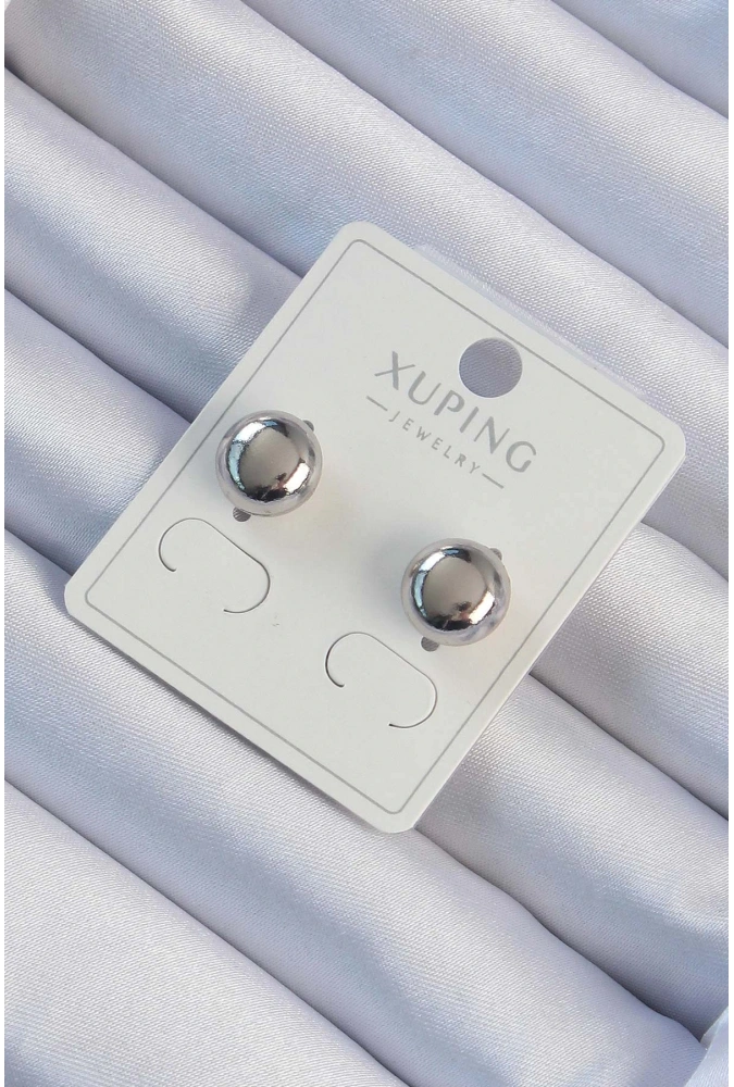 Shoecide Xuping Gümüş Renk Minimal Bombeli Oval Küpe