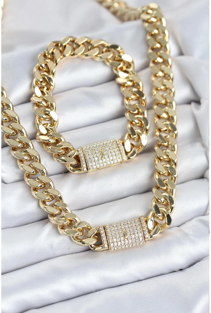 Shoecide Xuping Gurmet Gold Renk Kolye Ve Bileklik Seti