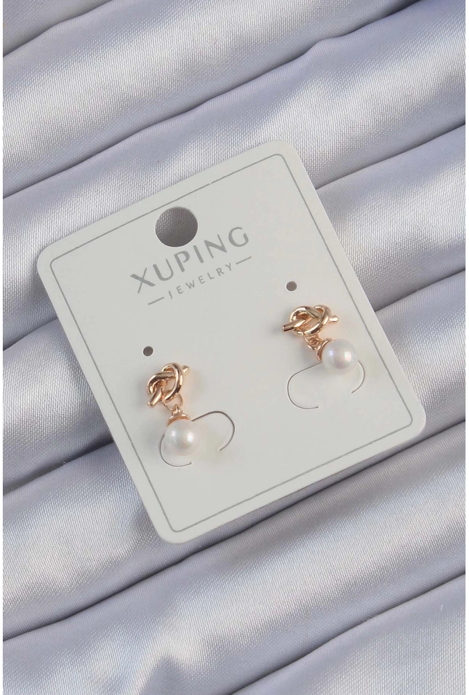 Shoecide Xuping Rose Renk İnci Taşlı Düğüm Küpe