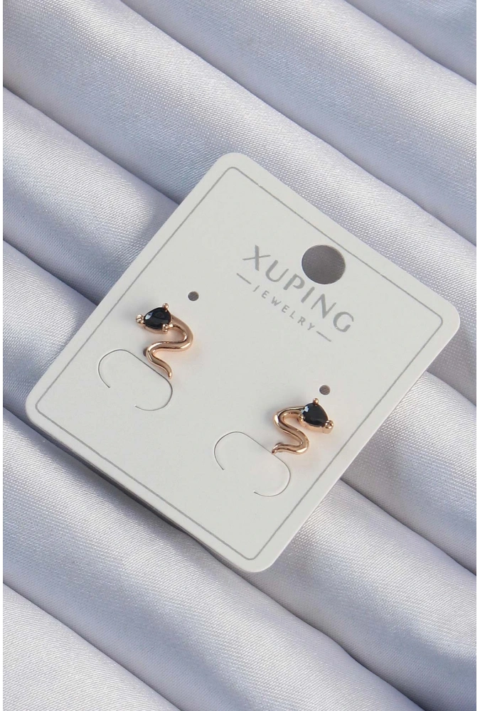 Shoecide Xuping Rose Renk Siyah Zirkon Taşlı Kıvrımlı Küpe