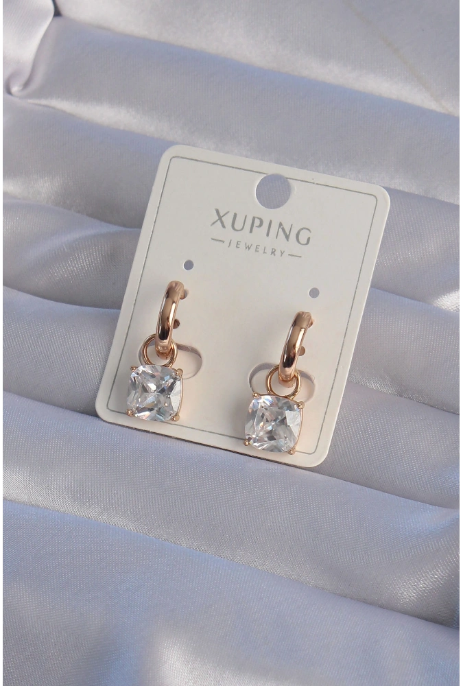 Shoecide Xuping Rose Renk Zirkon Taşlı Halka Küpe