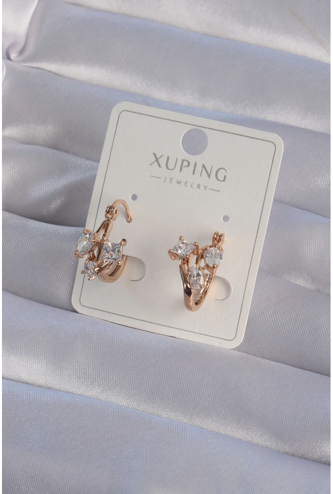 Shoecide Xuping Rose Renk Zirkon Taşlı Halka Küpe