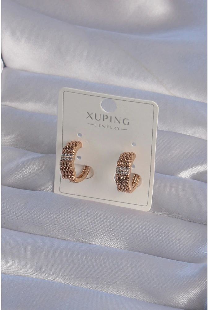 Shoecide Xuping Rose Renk Zirkon Taşlı İşlemeli Halka Küpe