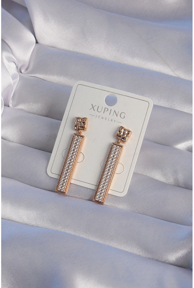 Shoecide Xuping Rose Renk Zirkon Taşlı Su Yolu Küpe