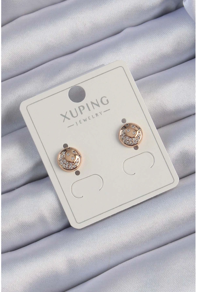 Shoecide Xuping Rose Renk Zirkon Taşlı Yansımalı Oval Küpe